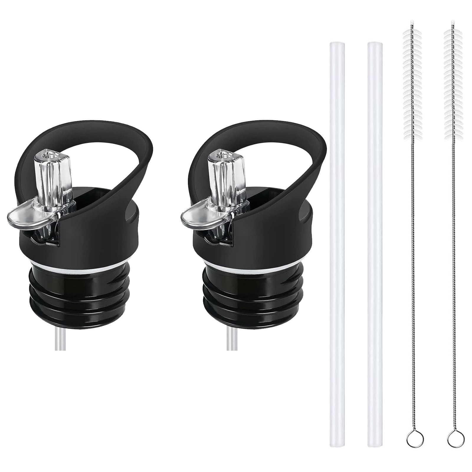 Lot De 2 Bouchons à Paille De Rechange Pour Gourde - Noir, Diamètre 45 Mm - Anti-fuites, Lavables