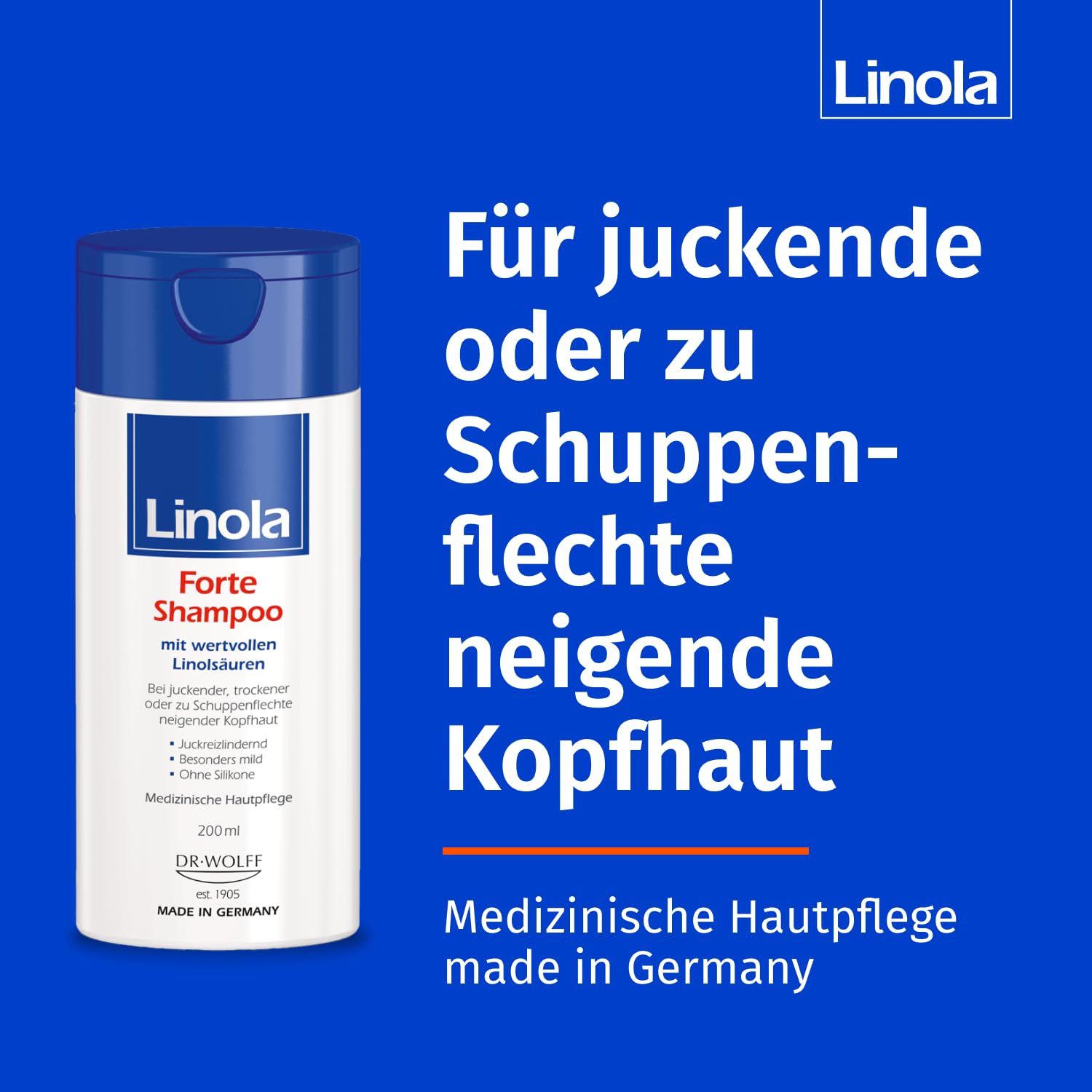 Linola Forte Shampoo + Forte Kopfhaut-Tonikum - 200 ml + 100 ml - Pflege-Set gegen trockene Kopfhaut und Schuppenflechte - Haarshampoo und Haarwasser gegen Juckreiz