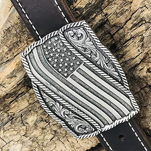 Montana Silversmiths Classic Impressions Waving American Flag Attitude Buckle - Thumbnail 2