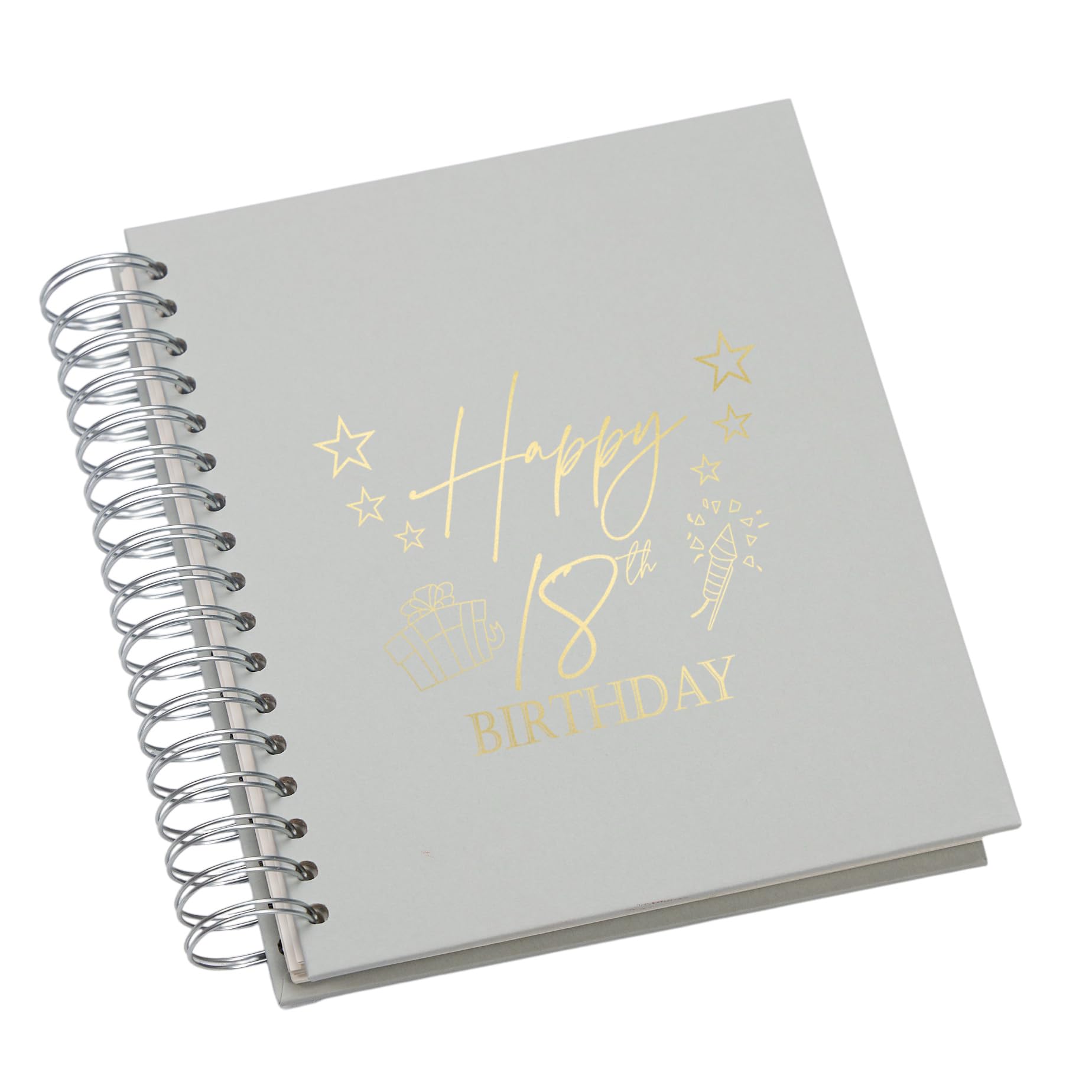 Large 18th Birthday Photo Album Memory Keepsake, Present Design, Multiple Colour Options, Fits 6x4 or 5x7 Photos (Grey, 5 x 7 Inch)