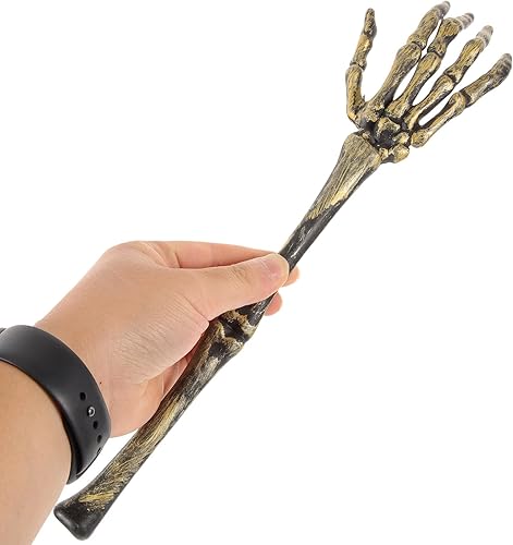 Miniatura 7 de PRETYZOOM Cuchara creativa para ensalada, 1 par de manos de esqueleto de Halloween, pinzas para ensalada, pinzas de brazo, pinzas para ensalada,