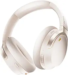 Basike Fone de Ouvido Bluetooth com Cancelamento de Ruído ANC, Áudio Hi-Fi, Bateria de Longa Duração 60h, Conforto Premium, Design Dobrável e Modo Transparente (Branco)