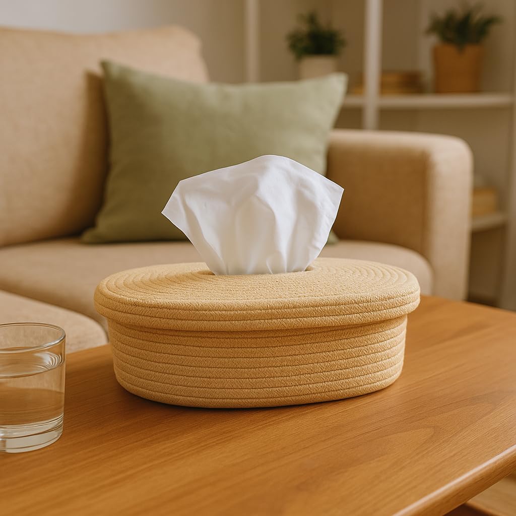 Handcrafted Jute Tissue Box - Natural & Stylish -9 Handcrafted Jute Tissue Box - Natural & Stylish -9