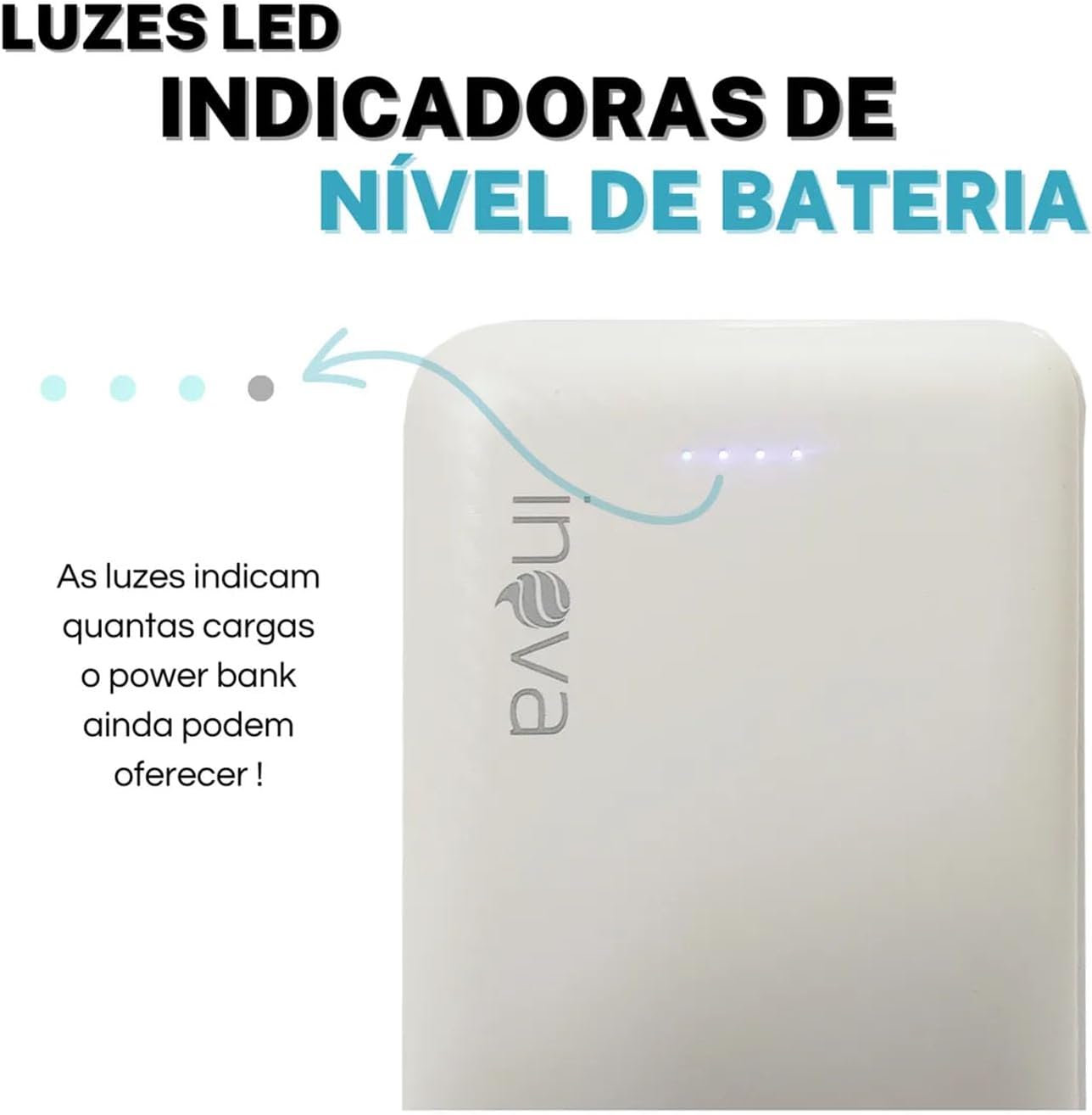 Power Bank 20000mAh, Carregador Portátil com Carga Rápida, Led Indicador de Bateria, Bateria Portatil para Dispositivos iOS e Android, USB, Type-C, Branco Power Bank 20000mAh, Carregador Portátil com Carga Rápida, Led Indicador de Bateria, Bateria Portatil para Dispositivos iOS e Android, USB, Type-C, Branco
