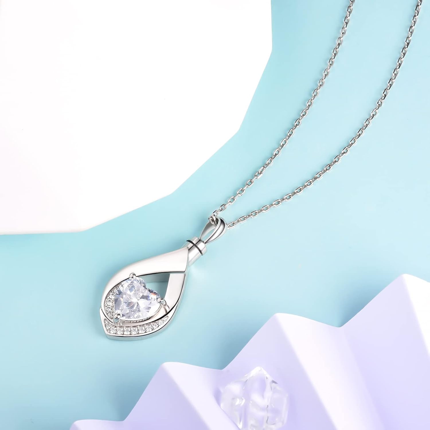 Cremation Jewelry 925 Sterling Silver Teardrop Urn Necklace for Ashes Heart Shape Memorial Keepsake Pendant for Human Ashes for Women Gift - Image 3