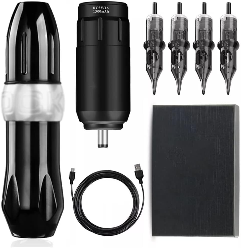 Tattoo Machines Tattoo Machine Set Mini Battery Power Supply with Cartridge Needle Jack Rotary Tattoo Pen Kit Permanent(D)