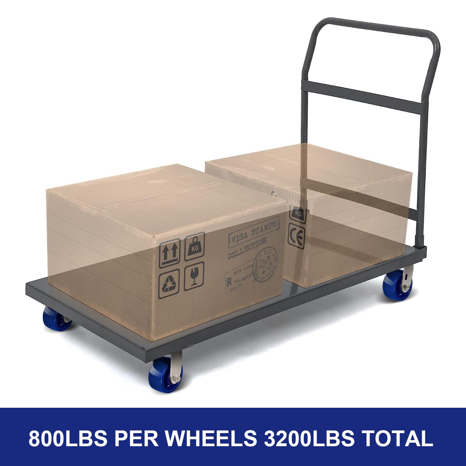 Smerigliatrice di ricambio per ruote da 12,7 cm, in poliuretano solido blu, resistente ai rifiuti, resistente ai rifiuti, capacità 362,9 kg, cuscinetti-foro da 1/2" (confezione da 4)