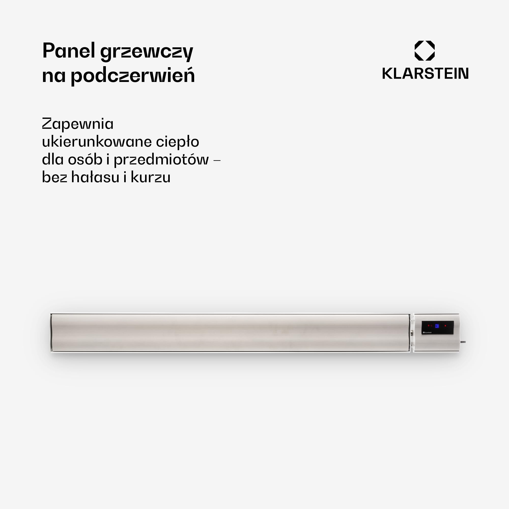 Klarstein Promiennik ciepła, Ogrzewanie elektryczne na taras i do ogrodu, Promiennik podczerwieni z pilotem, Timer, Wyświetlacz LED, Bez emisji CO2, Energooszczędne ogrzewanie, 3000W