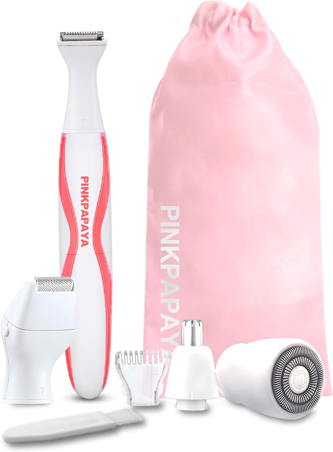 Pinkpapaya Electric Bikini Trimmer for Women,4 in 1 Electric Shaver,Bikini Line Hair Removal and Facial Hair Remover,Face Razors & Nose Hair Trimmer,Women’s Grooming Kit,Tomato/p9k8