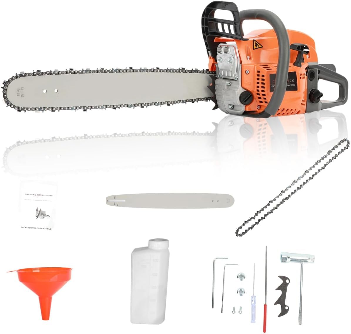 Petrol Chainsaw 20 Inch, 2-Cycle 58CC Handed Gasoline Chainsaws Garden Tool for Cutting Trees, Wood, Outdoor Home Garden and Farm Use
