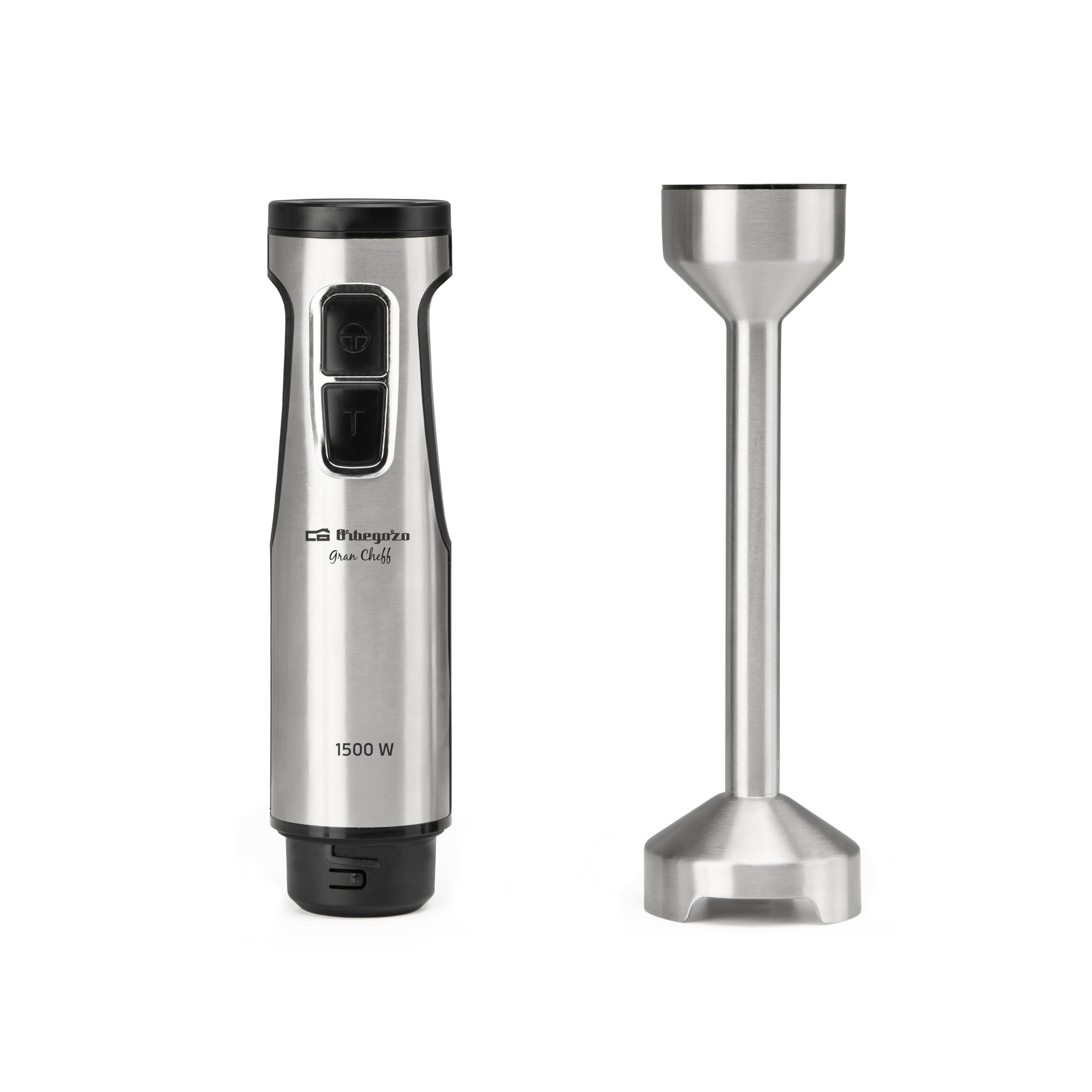 Orbegozo BT 3015 Batidora de Mano 1500W con Motor DC, Velocidad Ajustable, Función Turbo, Brazo Desmontable de Acero Inoxidable, Vaso Medidor 700 ml y Mango Ergonómico