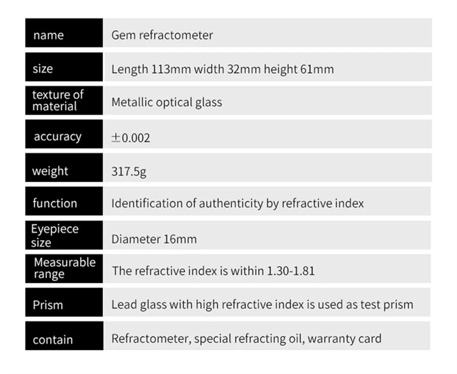 Refractómetro, Refractómetro Digital de Gemas con Fuente luz LED incorporada for identificación y medición del índice refracción