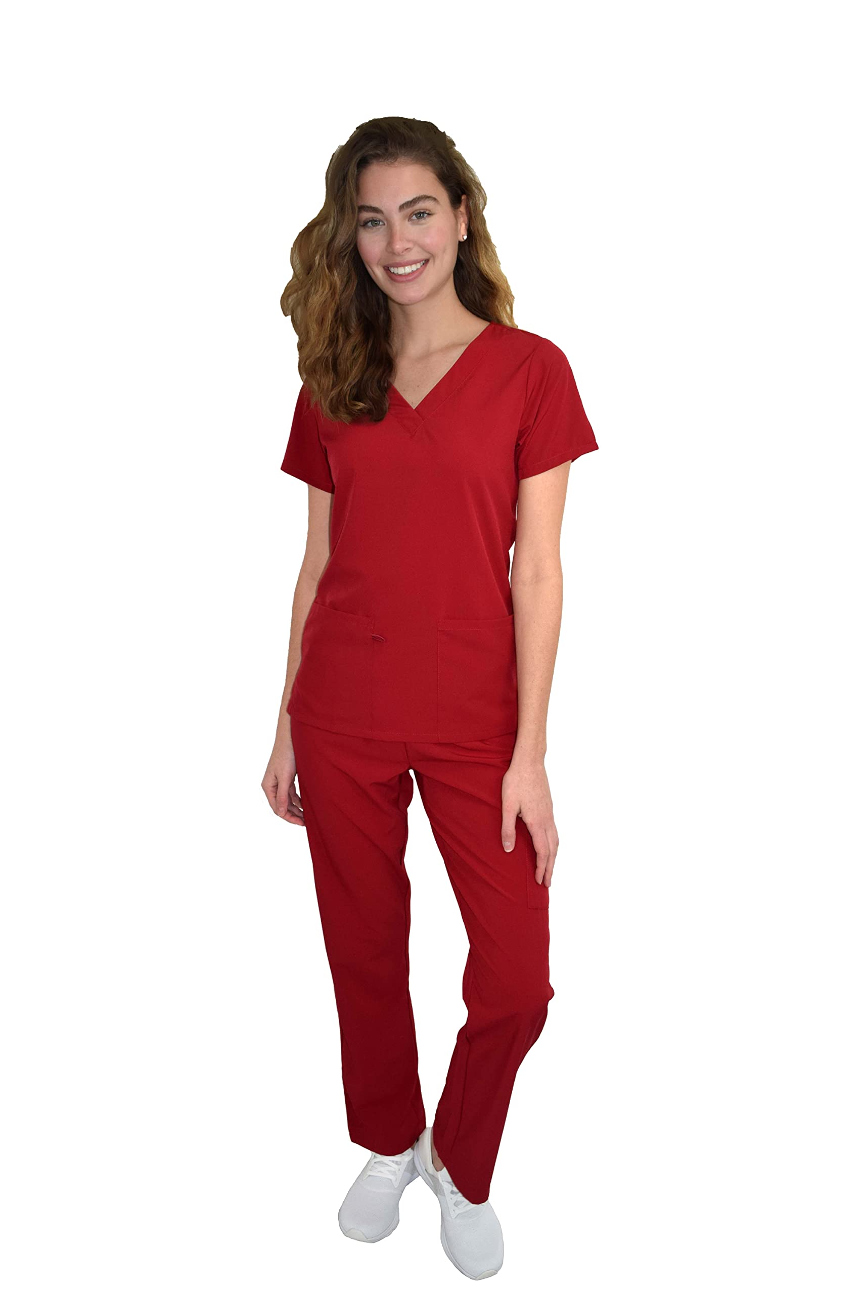 Green Town Scrubs for Women Scrub Set - V-Neck Top and Straight Leg Pant