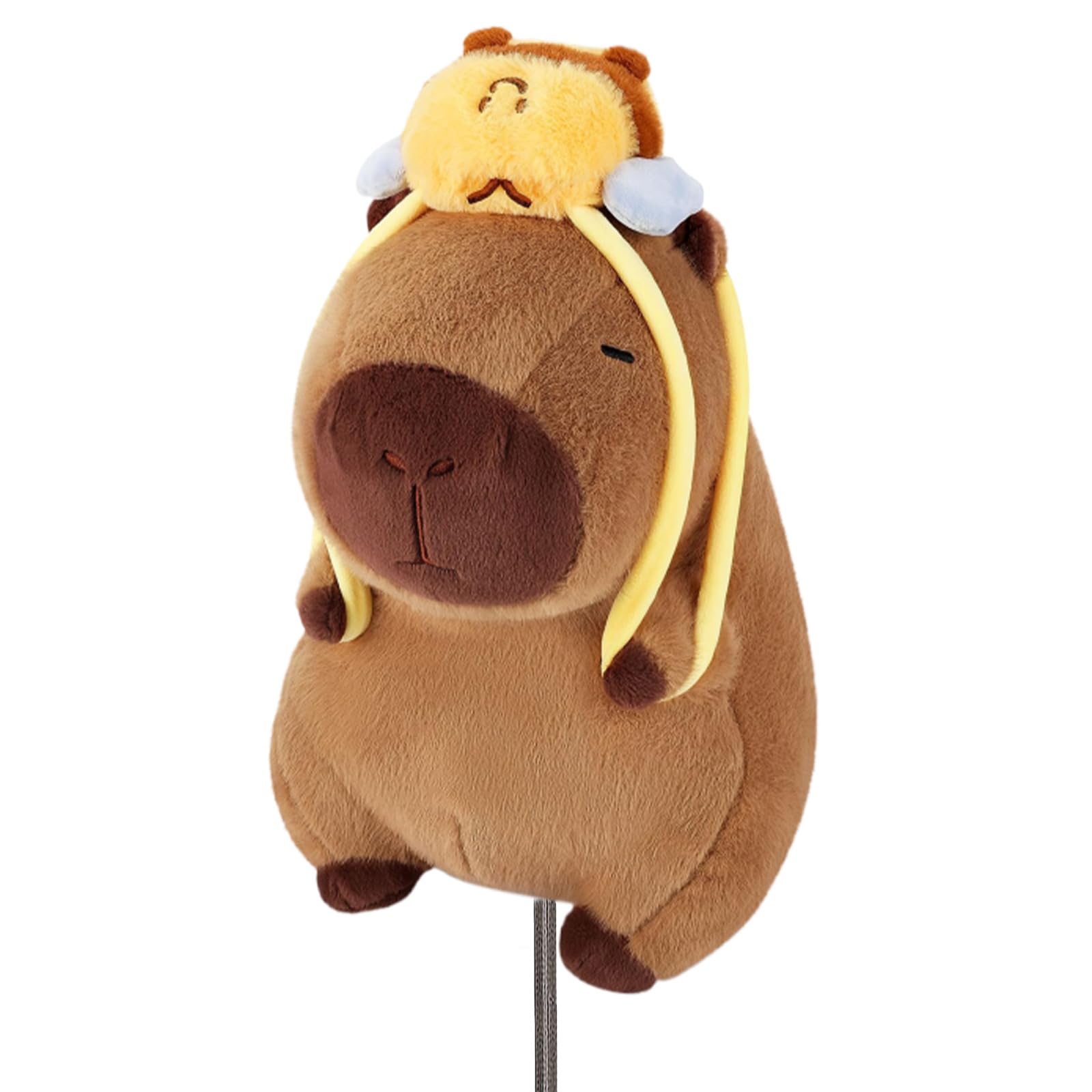 RLOMUTE Novelty Animal Golf Club Head Covers - Soft Dust-Proof Portable for Driver/Fairway/Hybrid (1.F.H), Funny Gift for Men Women Kids Golfers - Capybara Back Bee