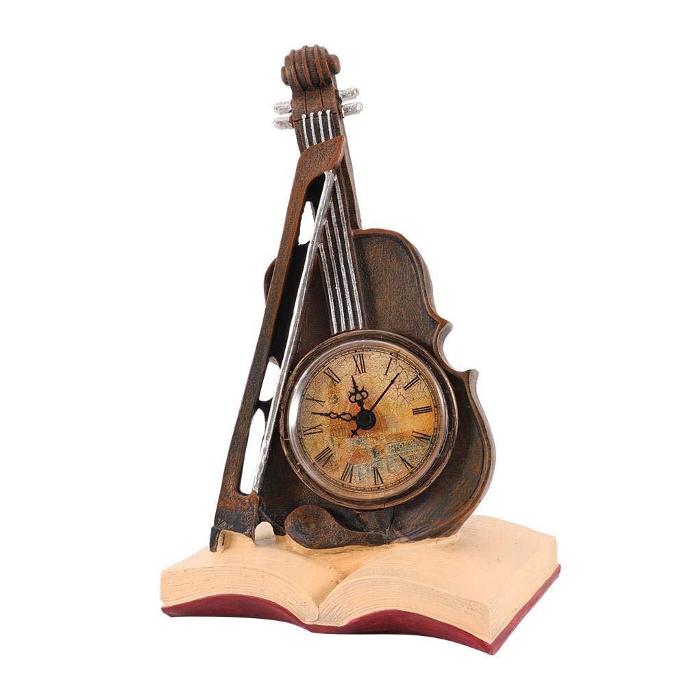 Buy AUNMAS Vintage Clocks Resin Violin Model Clock Retro Clock Desktop