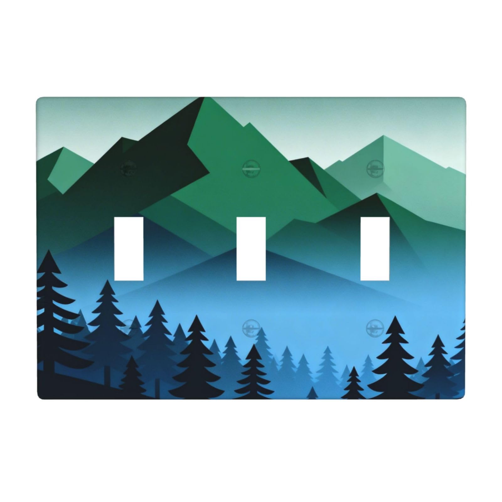 Forests and Mountains 3 Gang Switch Plate Cover-Unbreakable Polycarbonate Wall Plate, Heat Resistant Toggle Switch Decor for Home