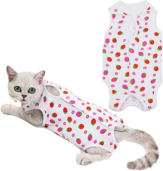 HACRAHO Recovery Suit for Cat, 1 PCS Strawberry Cotton Cat