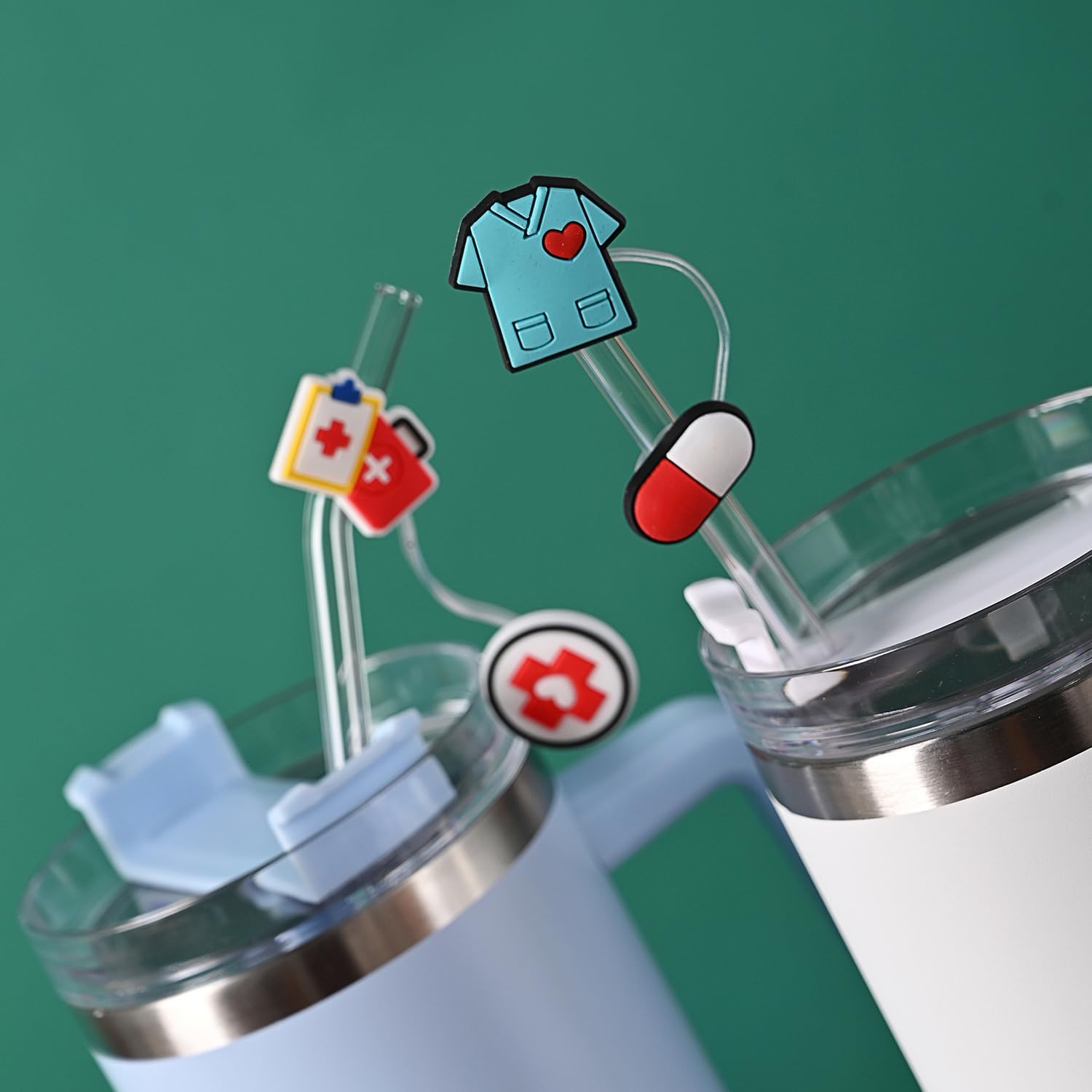 15Pcs Silicone Straw Covers Cap for Stanley Cup 20 30&40 Oz Cup, Medicals Nurse Straw Toppers for Stanley 40 Oz Tumbler 10mm 0.4in Lid Accessories - Image 6