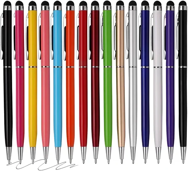 FIRCRE 15 Pack Stylus Pens for Touch Screens Stylus Pen Compatible with Phone Tablets Kindle and Black Ink Ballpoint Pens-2 in 1 Stylists pens for Touch Screens