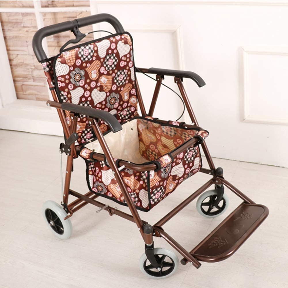 Carrello multifunzione da cucina con sedile e riposo Design pieghevole a 4 ruote girevoli freno di parcheggio di sicurezza freno a piedi Assist Utility Cart per stoccaggio Marrone Reticolo Reticolo