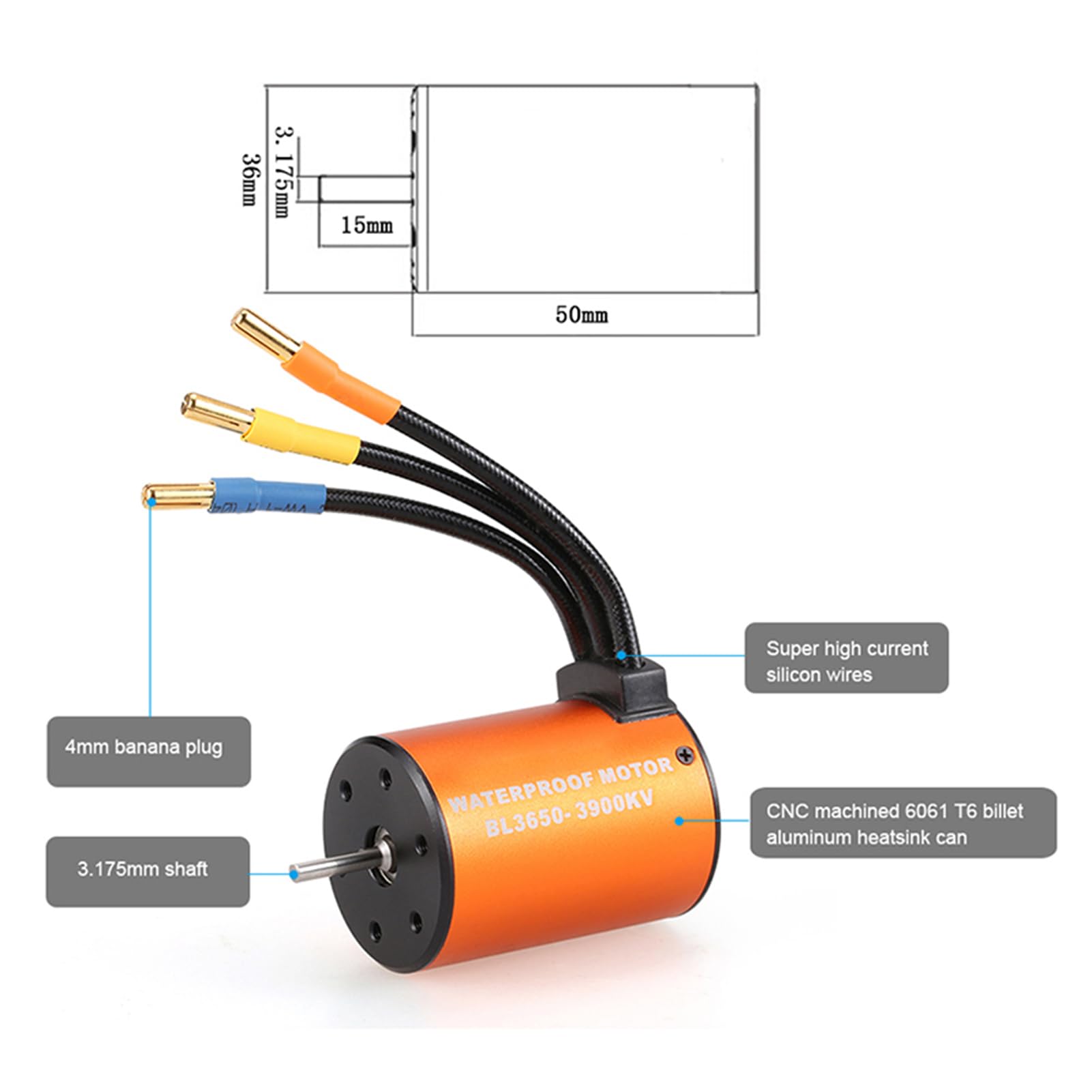 GoolRC Beushless-Motor, 3650, 3900 KV, wasserdicht, mit Kombi-Set, ESC 60 A, für 1/10 RC LKW Auto