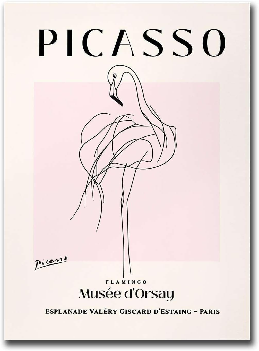 ZZYGGN GMGSW Pablo Picasso Prints The Flamingo Canvas Painting Pablo Picasso Poster Abstract Line Wall Art Abstract Picture for Office Decor 40x55cm Frameless