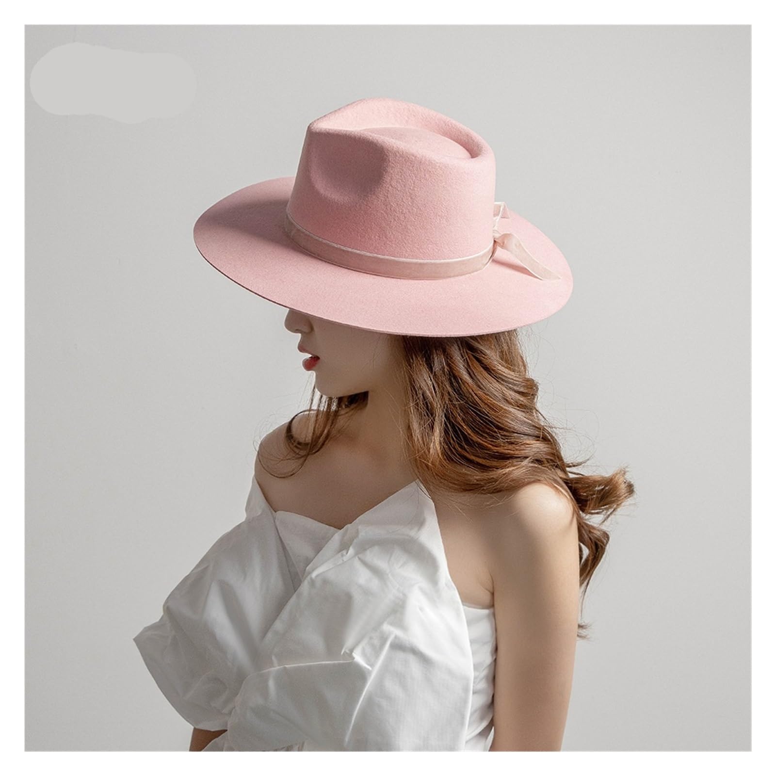 Sombrero Fedora Hombre Sombrero Fedora de Lana Elegante for otoño e Invierno, Sombrero de Fieltro de Jazz con Corona y Lazo de Cinta de Terciopelo