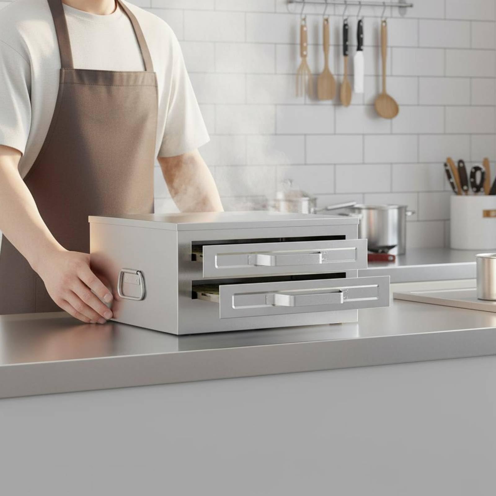 Vaporizzatore Elettrico a Doppio Strato Cucina Sana Vaporiere in Acciaio Inox Multifunzione Attrezzatura da Ristorazione per Ristoratori, Colazione