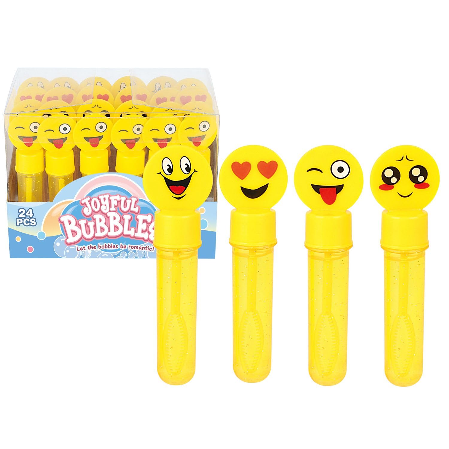 Home Smart Bubble Sticks Pack of 24 PCs for Kids Toy Assorted Color Bubble Stick for Birthday Party Decoration Summer Outdoor Activity and More (Smiley Face Bubble Stick)
