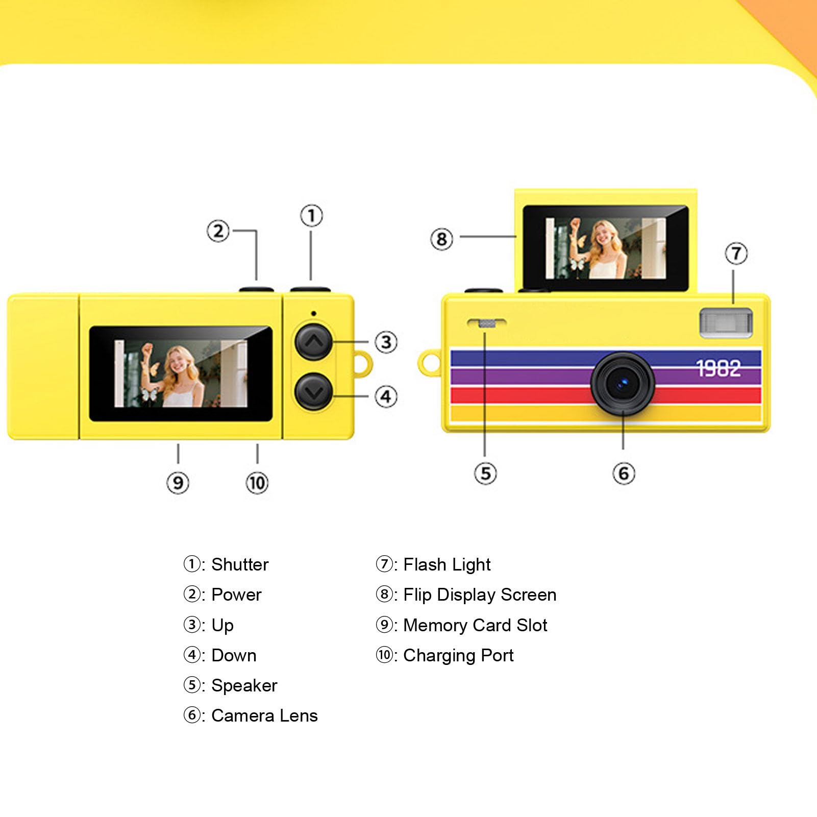 Mini Fotocamera Portachiavi, Videocamera Digitale Portachiavi con Messa a Fuoco Automatica HD 1080P, Fotocamera retrò Portatile con Schermo Ribaltabile e Obiettivo Granda