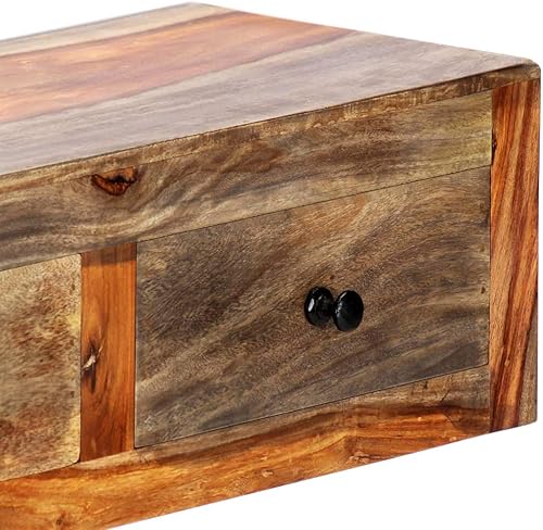 Miniatura 6 de Tidyard Mesa consola de pared con 3 cajones de almacenamiento armario lateral de madera Sheesham montado en la pared para entrada pasillo sala de