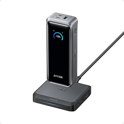 Anker Prime Power Bank and Charging Base, 26,250mAh 300W Max Portable Charger with Base for 6 Devices, Two-Way Charging, Hand-Luggage Approved, App Control, For Laptop, iPhone 17/16/15 Series