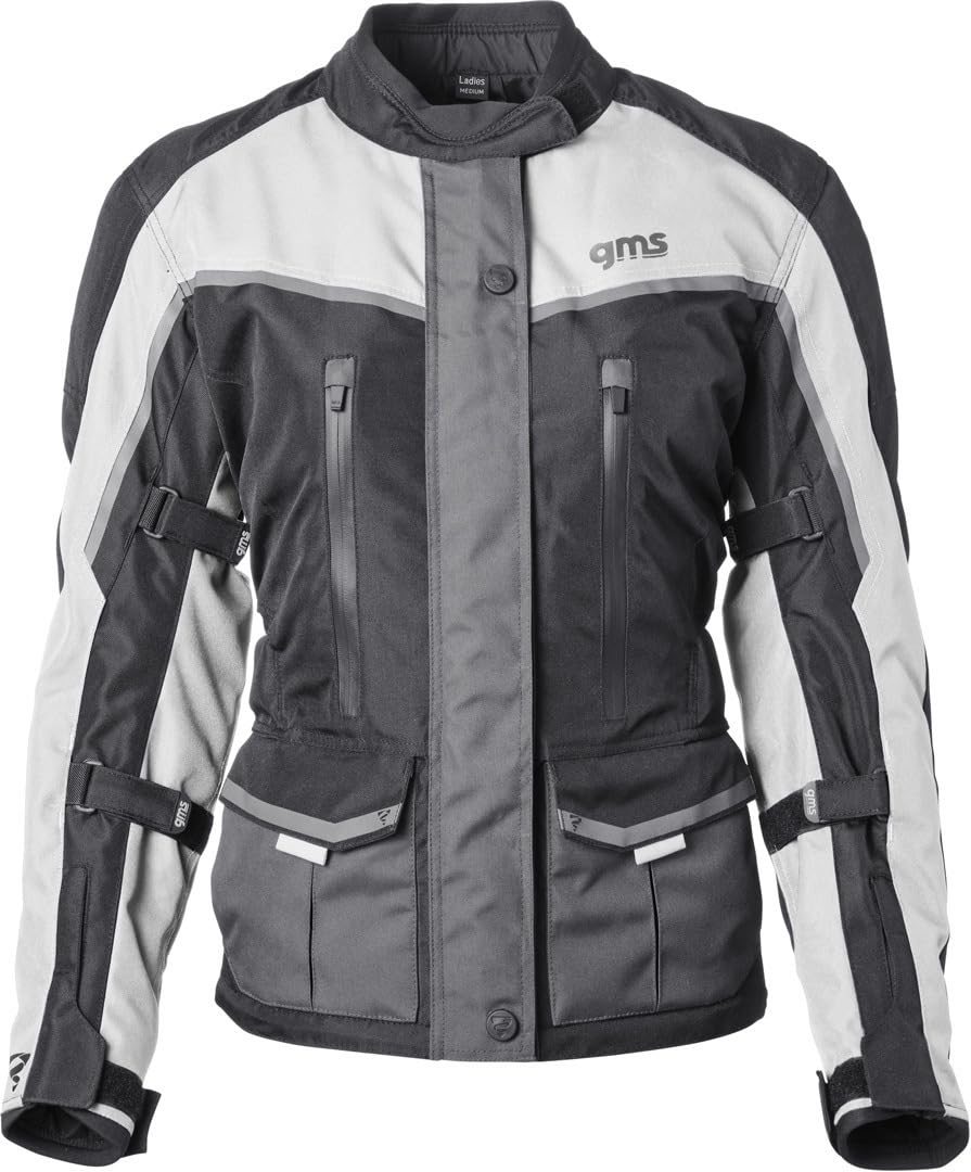 GMS Twister Neo imperméable à l’eau dames moto textile veste, noir/gris/blanc, 5XL