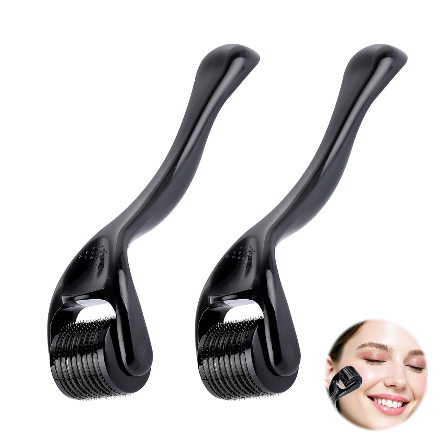 2 PCS Derma-Roller Microagujas, 0.5mm Rodillo Derma Rodillo de Afeitado Mikroneedling Derma-roller Cabello Pelo Barba Herramientas de Aseo para Anti-Edad Hombre Mujeres Profesional Microagujas
