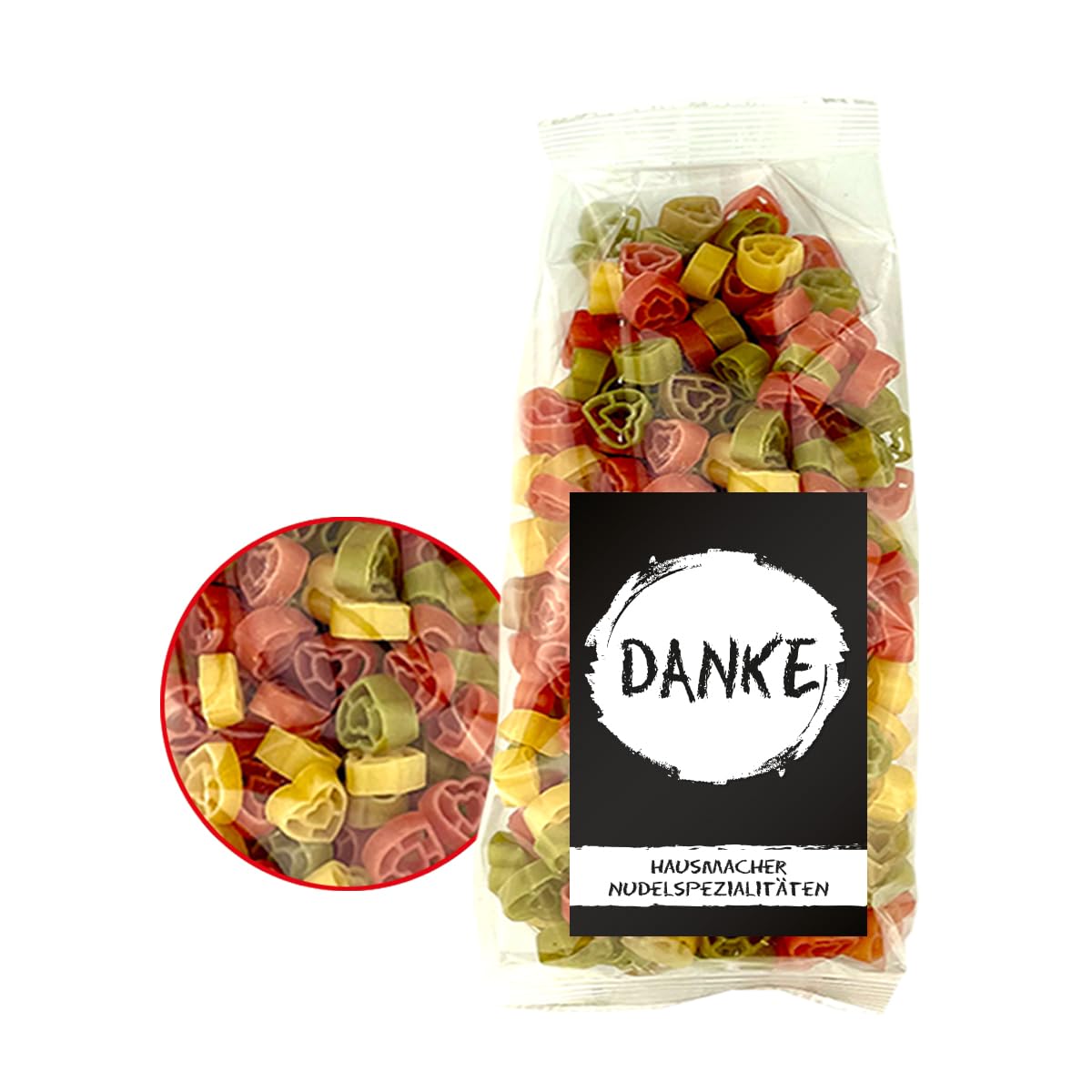 10x 250 gr. Nudeln Motiv: Danke/Geschenk/Kundengeschenk/Gastgeschenk