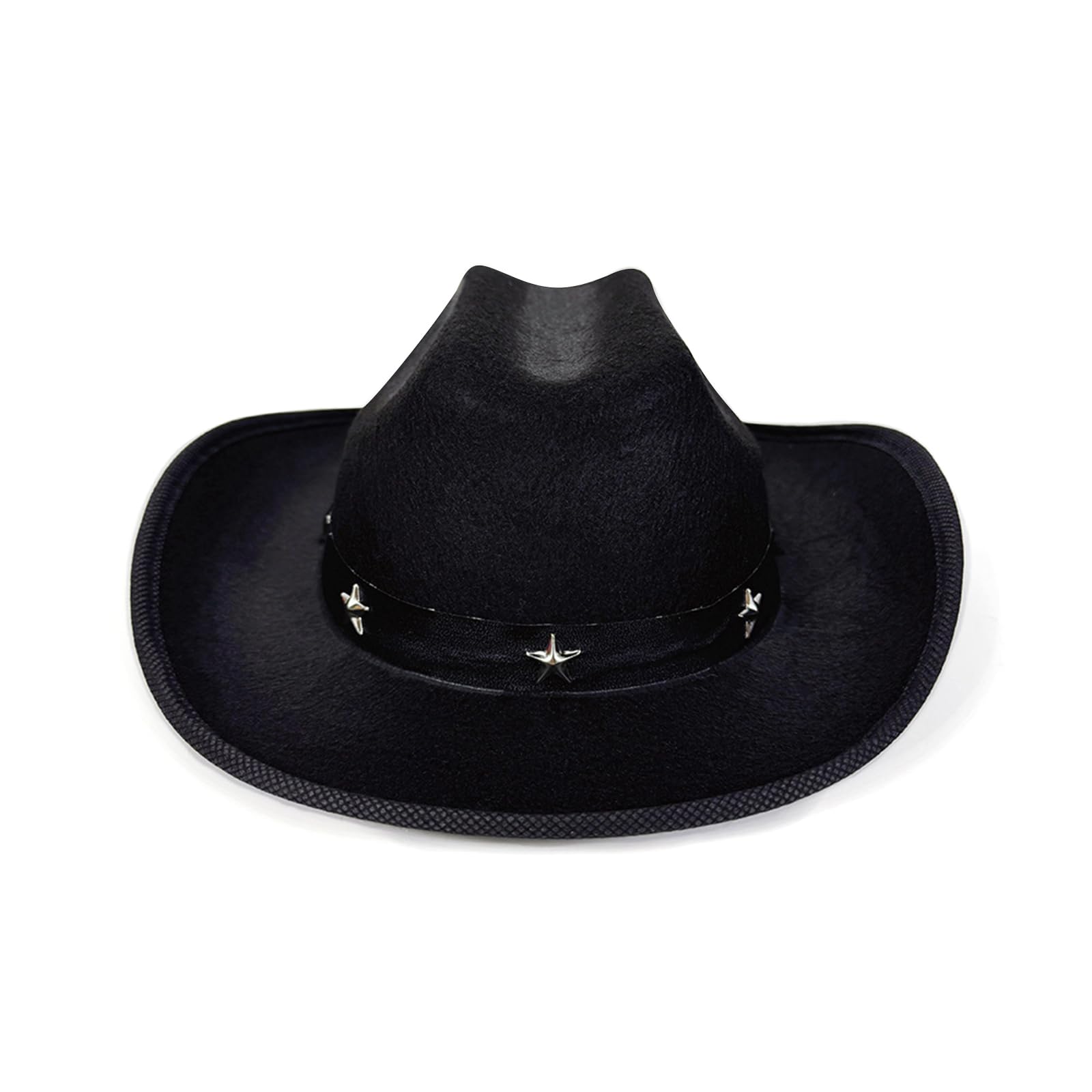 Nsywmzy Kids Cowgirl Hat 2-6T Wide Brim Western Hat Stylish Star Leather Belt Design Cap Toddler Halloween Party Hat (Black, ONE SIZE)