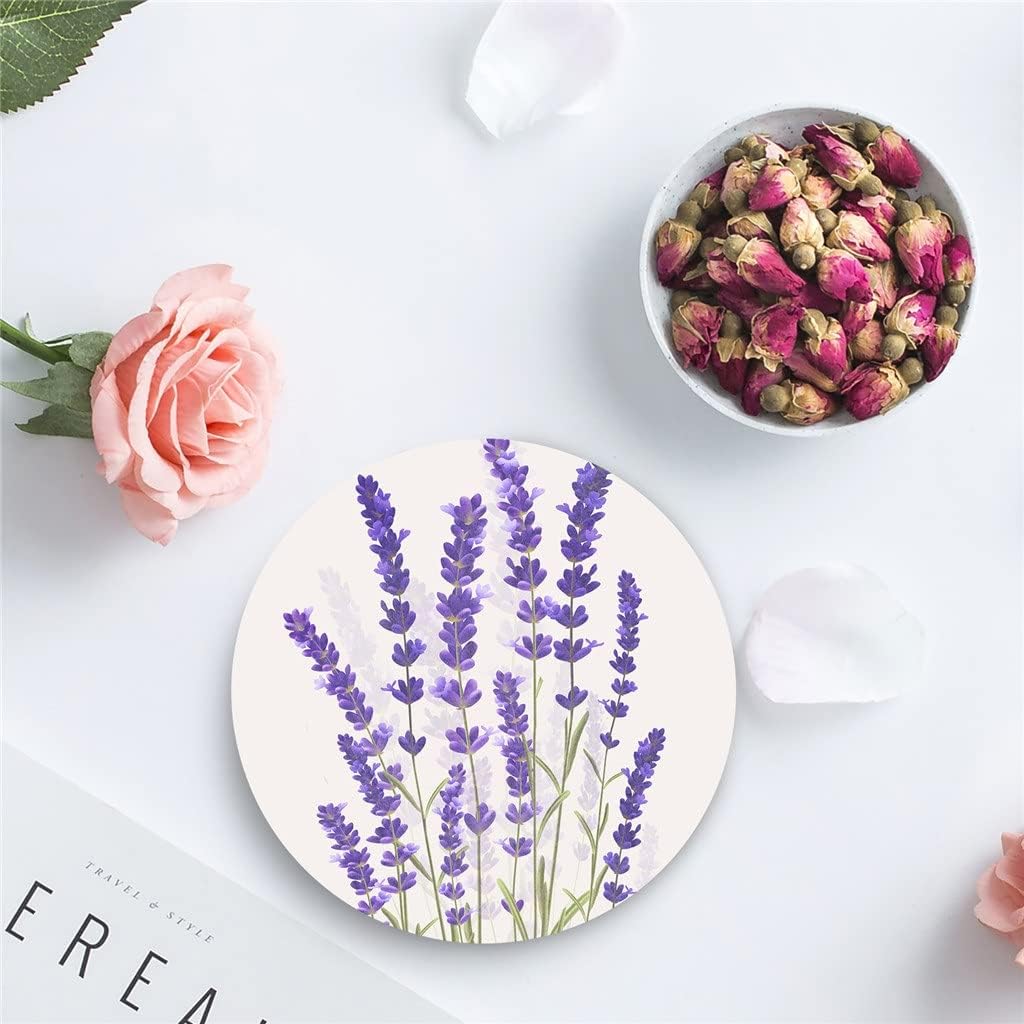 Lavender Coasters Waterproof Tea Cup Mat Christmas Home Decor Coffee Table Ceramic