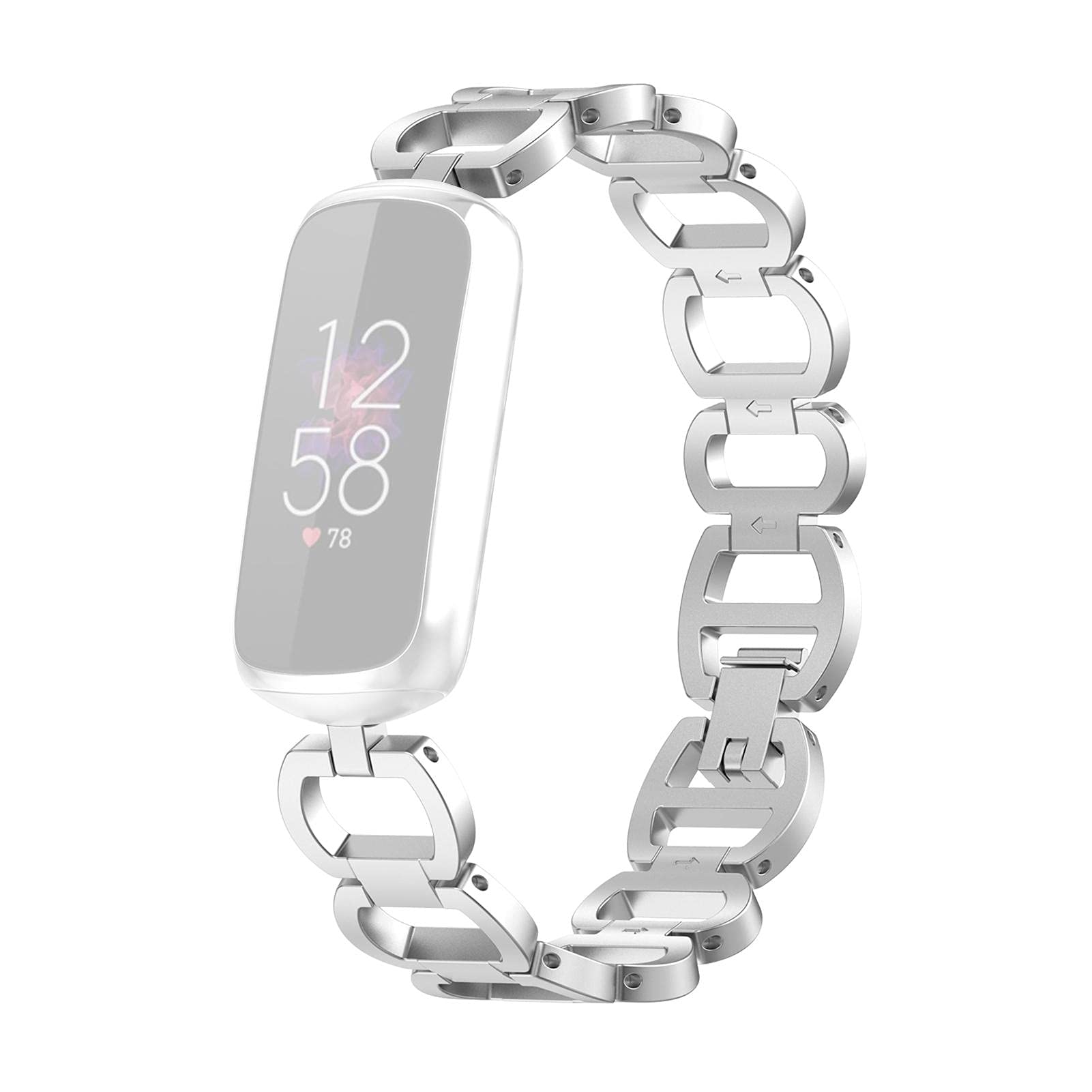 Metal Strap,Compatible with Fitbit Luxe Metal Strap,Classic Metal Wristband Arm Bands Chain Bracelet Replacement for Luxe Activity Tracker (Silver)