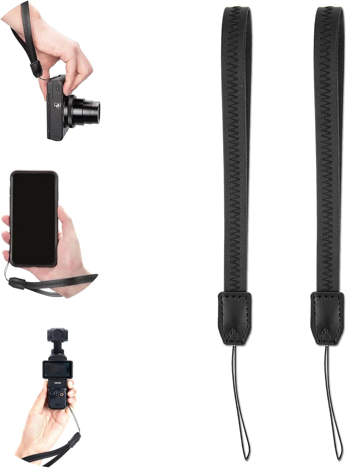 2 Pack Durable PU Leather Short Lightweight Hand Wrist Strap Lanyard String for Canon V10 G7X Mark III G5X Mark II Sony ZV-1 II RX100VII Ricoh GRIIIx Panasonic DMC-LX10 SOFORT 2 Osmo Pocket 3 Camera