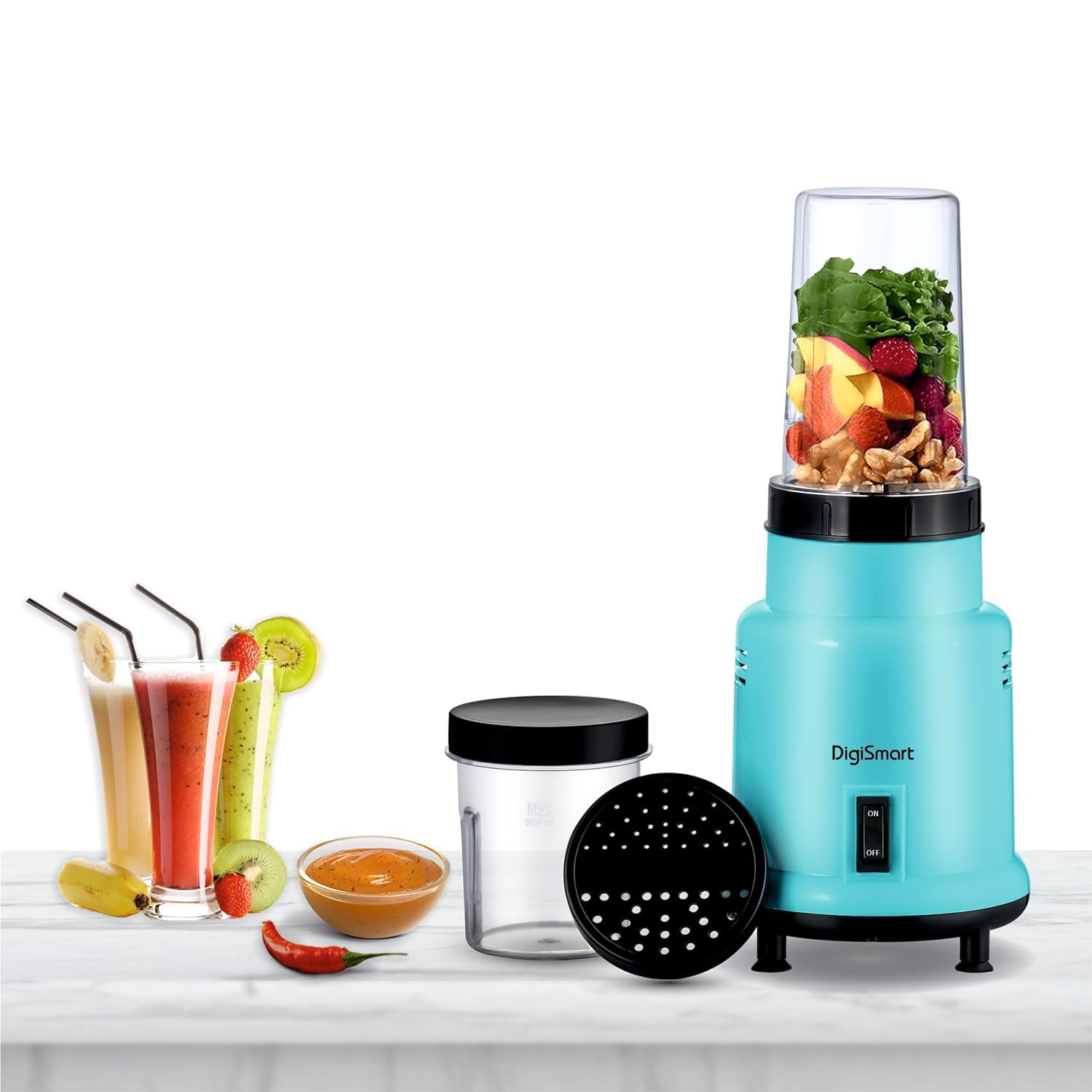 DIGISMART Mix Nutri Mixer Grinder With 2 Jar | 500 Watt | Long Lasting Shock Proof ABS Body | 20 MM Heavy Duty Motor With Nano -Grinding Technology Surgical Steel Blending with 2 Years Warranty (B0C94L4K81) Amazon Price History, Amazon Price Tracker