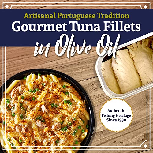 Image of Santo Amaro - Artisanal Wild Tuna Fillets in Virgin Olive Oil, Hand-Packed Canned Tuna from Portugal, Atlantic Natural Tuna, Pole & Line Skipjack Tuna Canned, Low Mercury, 22g Protein Keto, Pack of 3