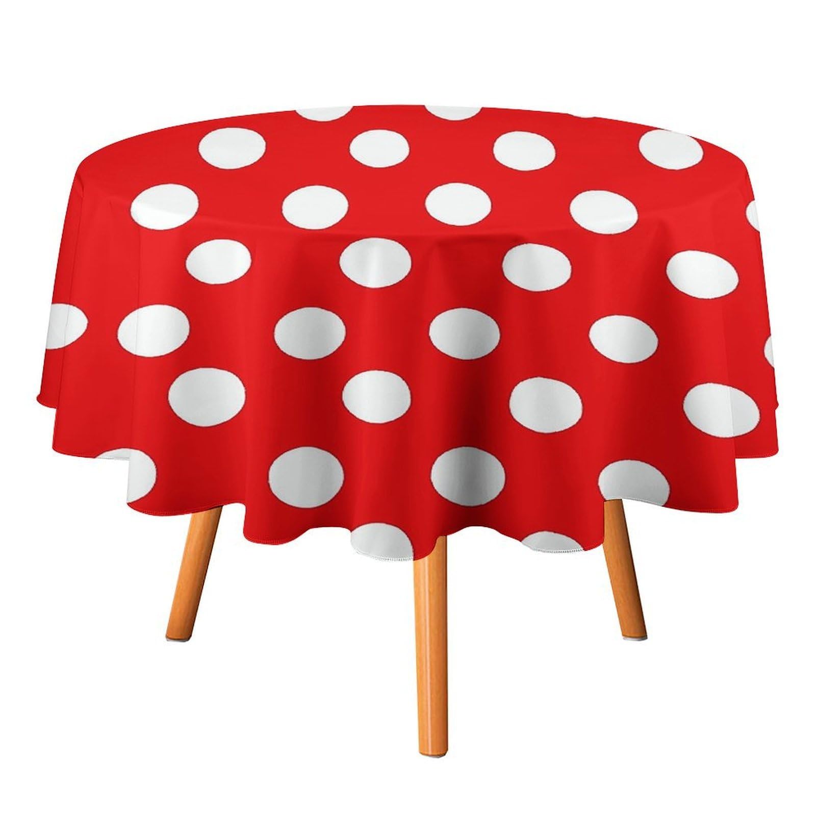 SMAZDFXX Red and White Polka Dots Tablecloth 36x36in Round Table Cloth Durable Polyester, Washable Stain Resistant Table Cover for Indoor Outdoor (Picnic, Dining, Party)