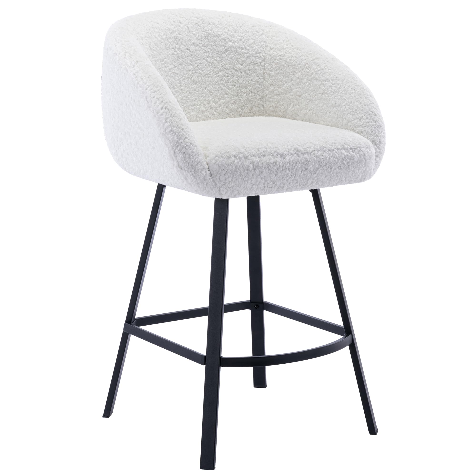 Zesthouse Swivel Bar Stool with Back &amp; Arms, White Single Counter Stool