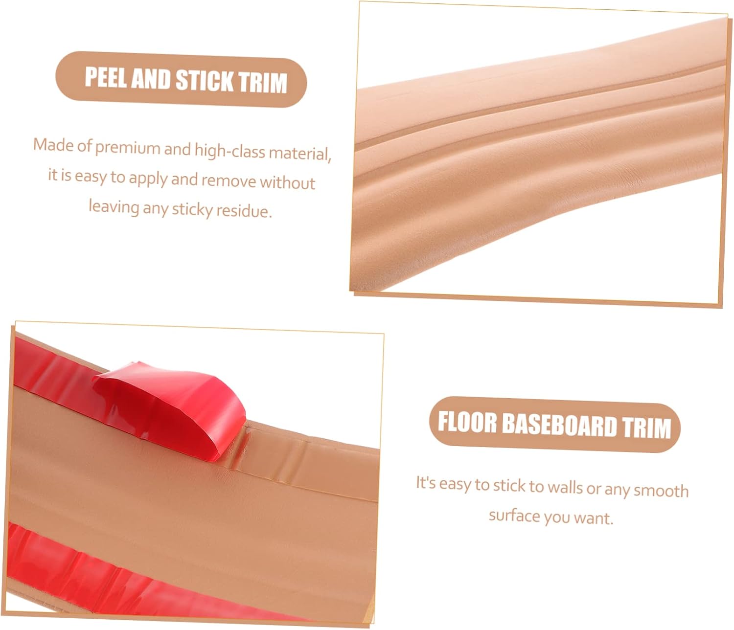 TEHAUX Peel Stick Molding Trim Self Adhesive Molding Floor Baseboard Trim Easy Install Waterproof for Wall Seam Wall Waistline