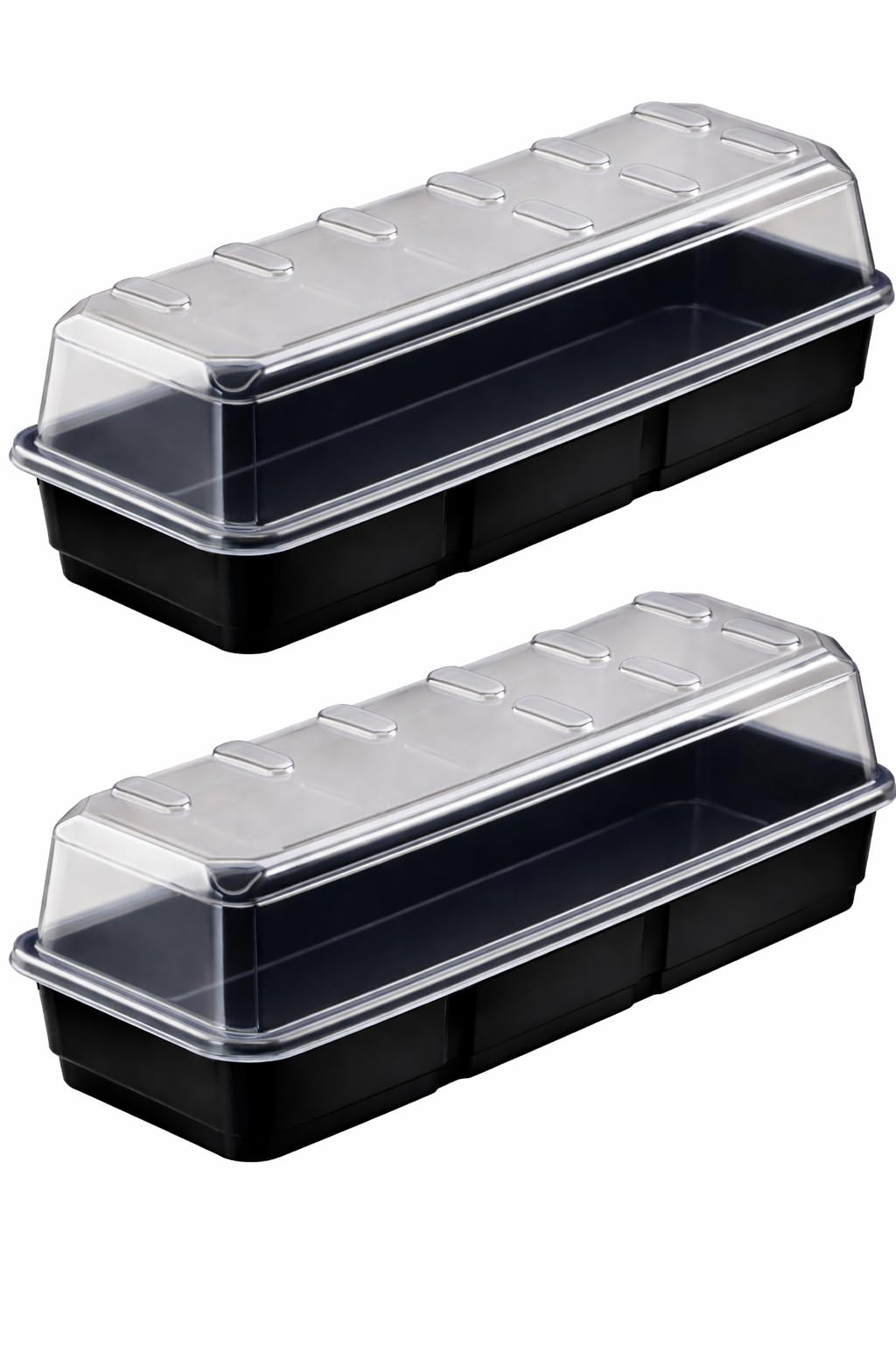 Muddy Hands Black & Clear Pack Of 2 Seed Propagator Tray With Lid – 37Cm Long Large Windowsill Plant Propagator, Indoor Mini Greenhouse For Seedlings, Humidity Dome Germination Tray (37Cm X 13.5Cm X 12 Cm)