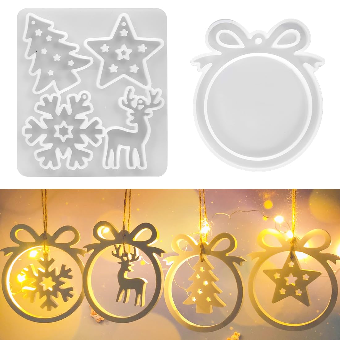 Stampi in Silicone per Natale, 3 Pezzi Stampi per Ciondoli Natalizi