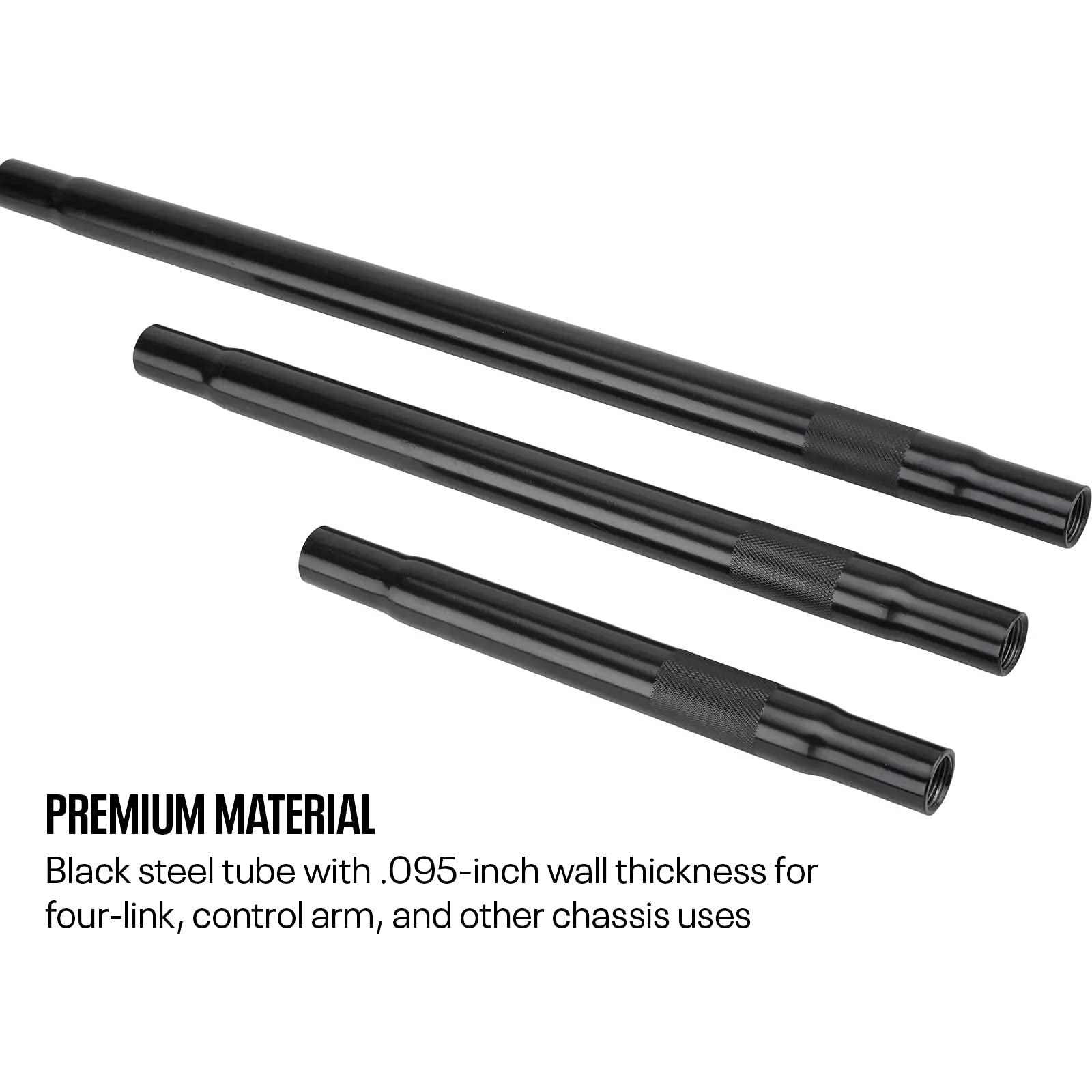 IMCA Approved 3/4 Thread Swedged Steel Tube, 19 Inch, Black
