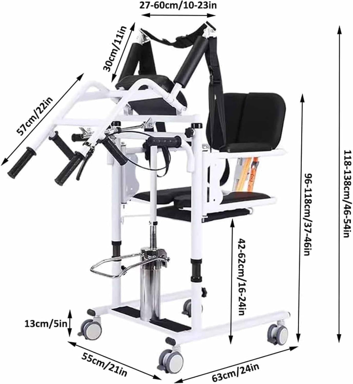 Silla Transferencia Gruas,Elevador Silla Ruedas,180° Asiento Dividido + Elevación Hidráulica,Altura Ajustable + Ruedas con Bloqueo,Hogar/Baño,Personas Mayores/Discapacitados Black