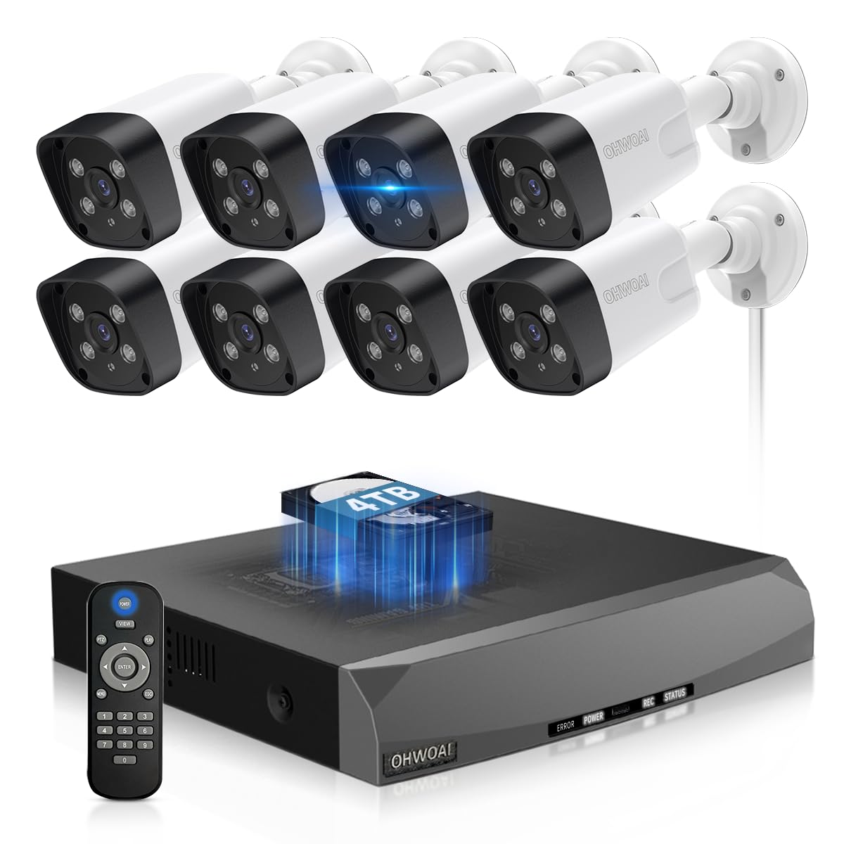 《130°Wide Angle & 2-Way Audio》Outdoor Security Camera System, IP Wired Cameras, 4K Video Surveillance for Home, Surveillance DVR Kits