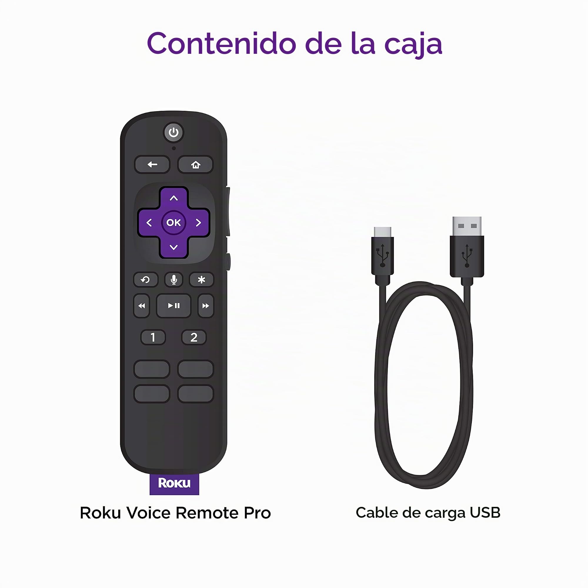 Roku Mando a distancia por voz profesional (1ª edición) | Mando a distancia recargable para TV con controles de voz manos libres, modo de auriculares y buscador remoto perdido - Mando a distancia de